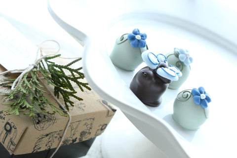 Chocolate Truffles ~ 4-Piece Gift ~ Blue Butterfly Garden