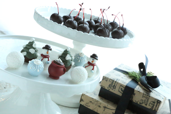 Cordial Cherries ~ 2-Tier Gift Tower ~ Snow Day