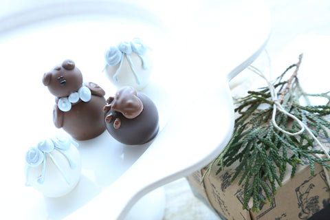 Chocolate Truffles ~ 4-Piece Gift ~ Baby Blue Teddy Bears