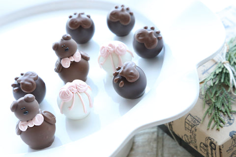 Chocolate Truffles ~ 9-Piece Gift ~ Baby Pink Teddy Bears