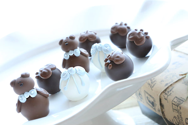 Chocolate Truffles ~ 9-Piece Gift ~ Baby Blue Teddy Bears