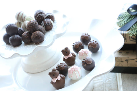 Chocolate Truffles~ 2-Tier Gift Tower ~ Baby Pink Teddy Bears