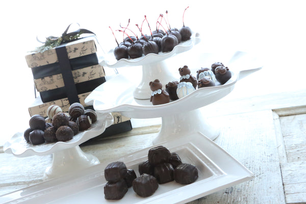 Chocolate Truffles ~ 4-Tier Gift Tower ~ Baby Blue Teddy Bears