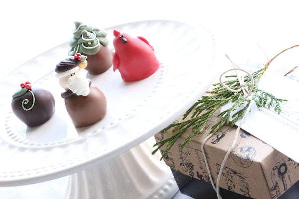 Chocolate Truffles ~ 4-Piece Gift ~ Woodland Christmas
