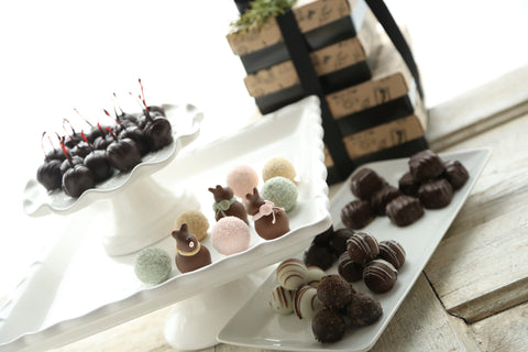 Chocolate Truffles ~ 4-Tier Gift Tower ~ Chocolate Easter Bunnies