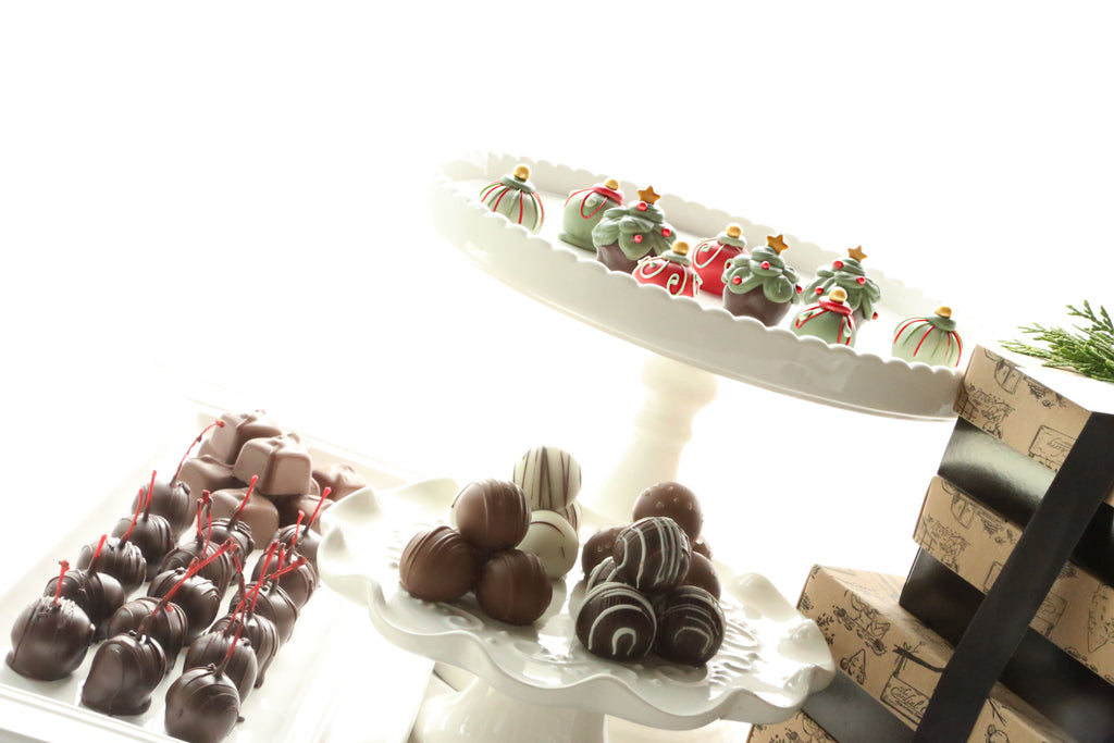 Chocolate Truffles ~ 4-Tier Gift Tower ~ Christmas Trees and Ornaments