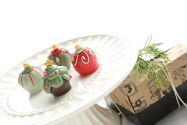 Chocolate Truffles ~ 4-Piece Gift ~ Christmas Trees and Ornaments