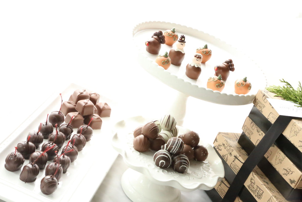 Chocolate Truffles ~ 4-Tier Gift Tower ~ Thanksgiving Pilgrims, Turkeys, Pumpkins