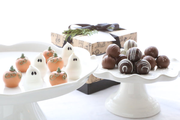 Chocolate Truffles ~ 2-Tier Gift Tower ~ Pumpkins and Ghosts