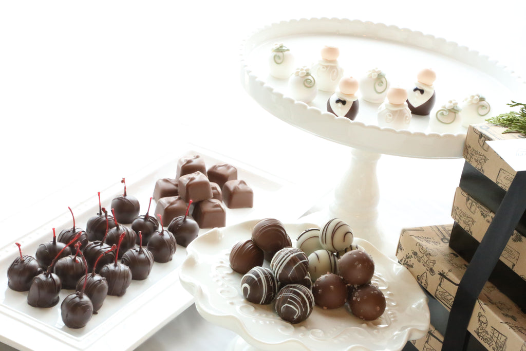 Chocolate Truffles ~ 4-Tier Gift Tower ~ Wedding Bride and Groom