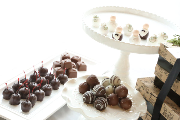 Chocolate Truffles ~ 4-Tier Gift Tower ~ Wedding Bride and Groom