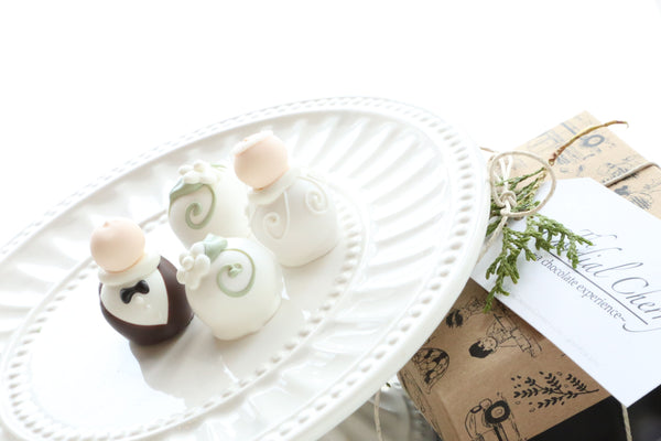 Chocolate Truffles ~ 4-Piece Gift ~ Wedding Bride and Groom