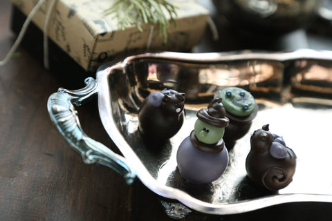 Chocolate Truffles ~ 4-Piece Gift ~ Witches, Brew, and Black Cats