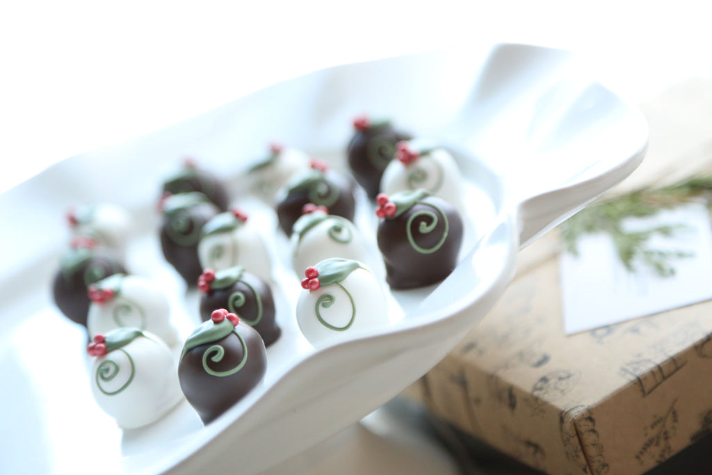 Chocolate Truffles ~ 16-Piece Gift ~ Holly Berries