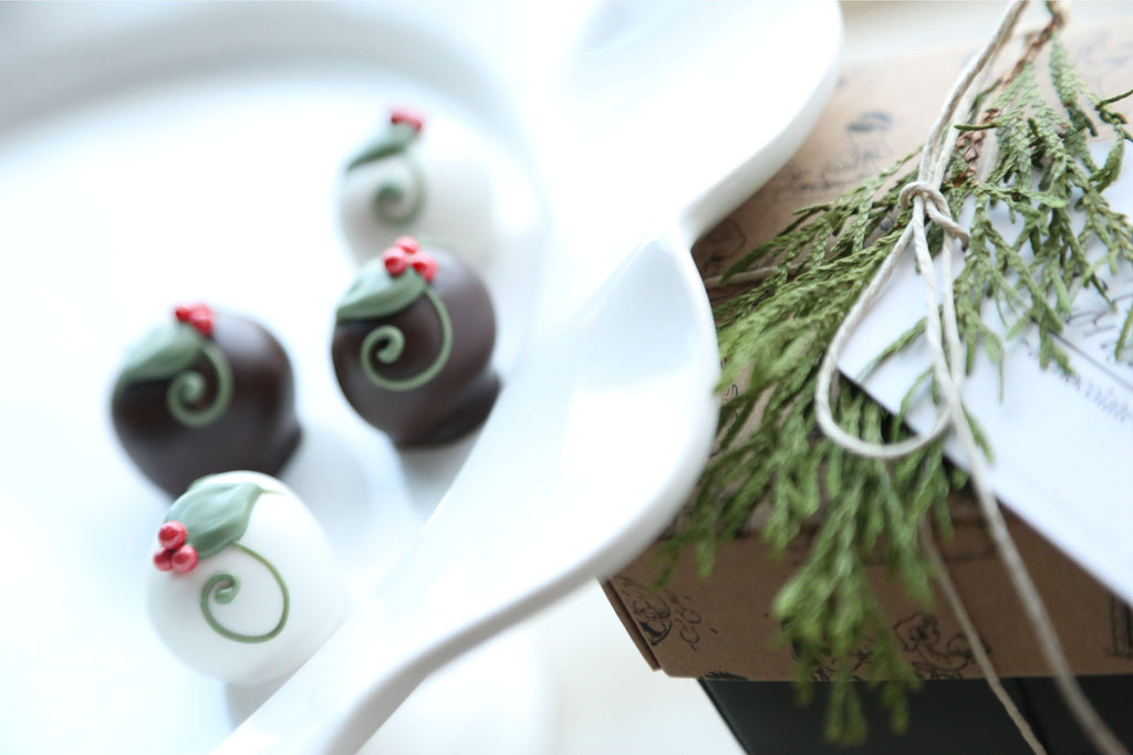 Chocolate Truffles ~ 4-Piece Gift ~ Holly Berries