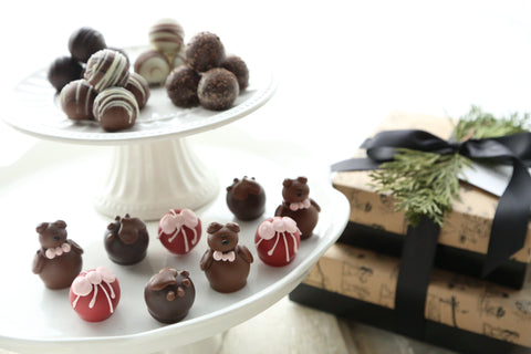 Chocolate Truffles ~ 2-Tier Gift Tower ~ Valentine Teddy Bears