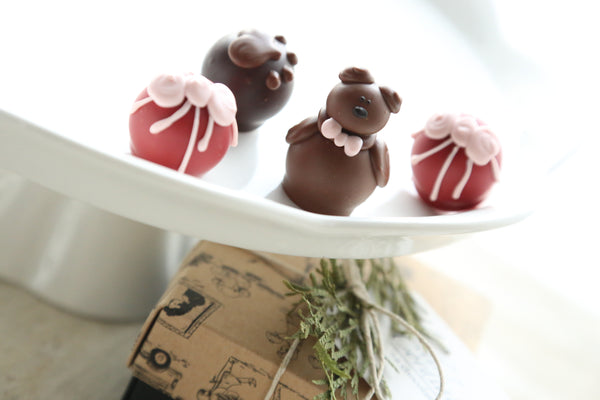 Cordial Cherries ~ 4-Piece Gift ~ Valentine Teddy Bears