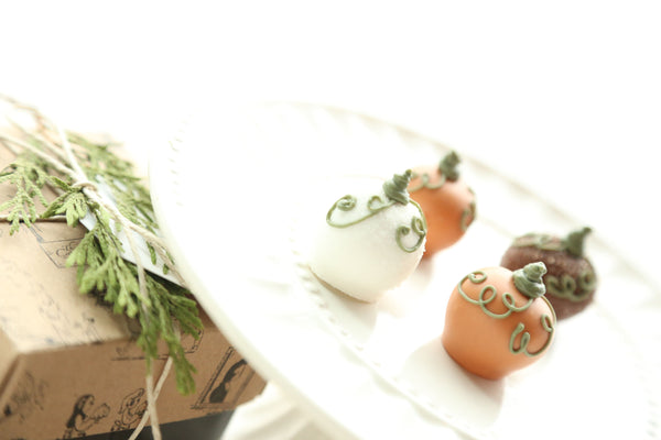 Chocolate Truffles ~ 4-Piece Gift ~ Harvest Pumpkins