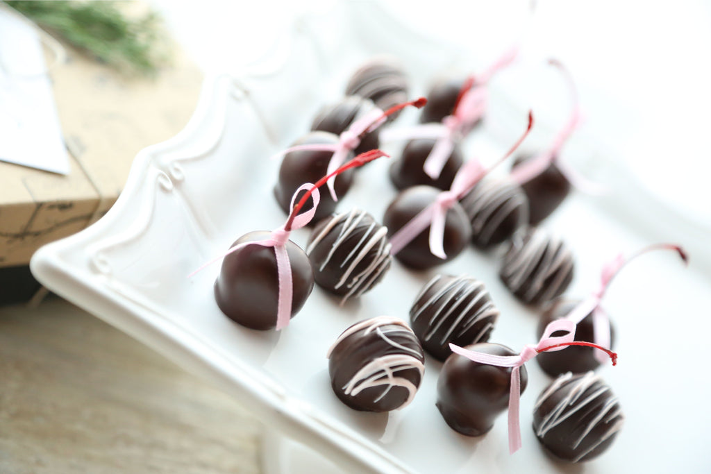 Breast Cancer Pink Ribbon Cordial Cherries and Truffles