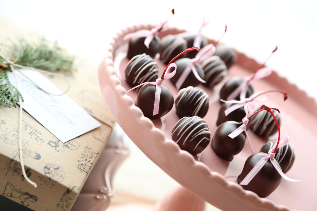 Breast Cancer Pink Ribbon Cordial Cherries and Truffles