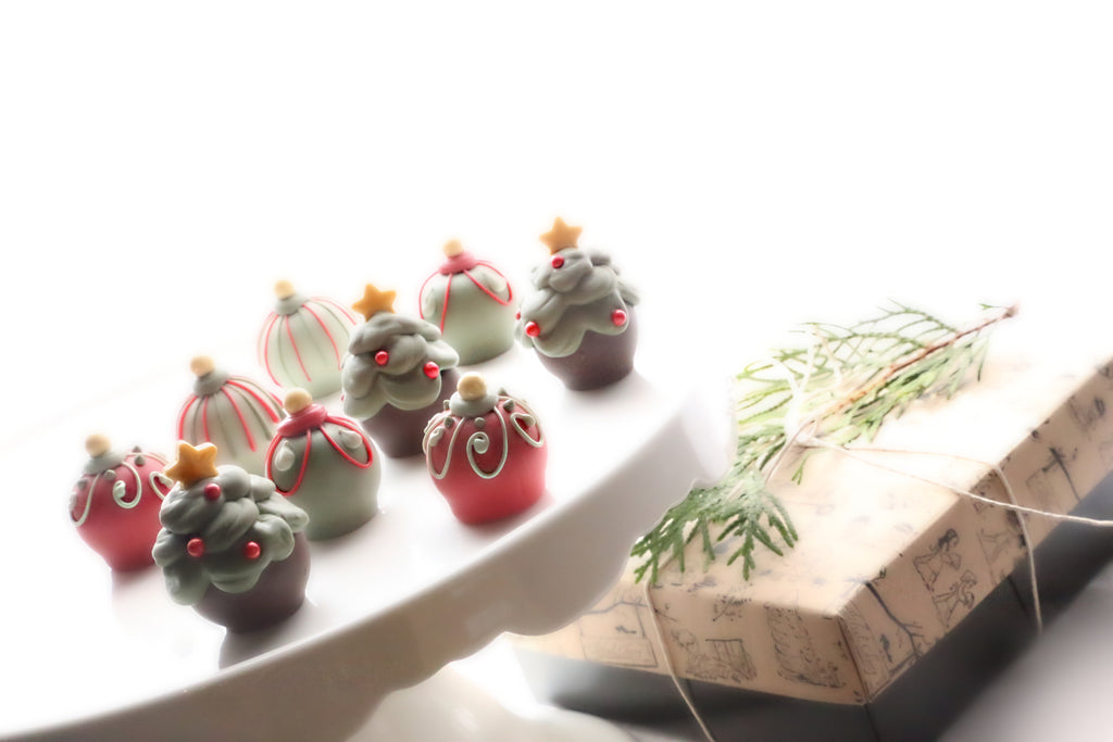 Chocolate Truffles ~ 9-Piece Gift ~ Christmas Trees and Ornaments